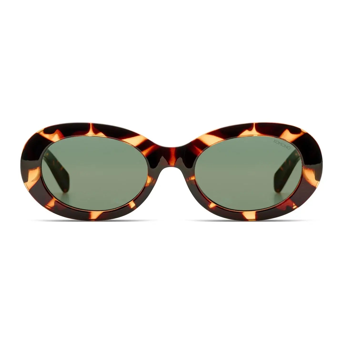 Luna Havana Sunglasses featuring a tortoiseshell frame and green lenses for UV 400 protection.