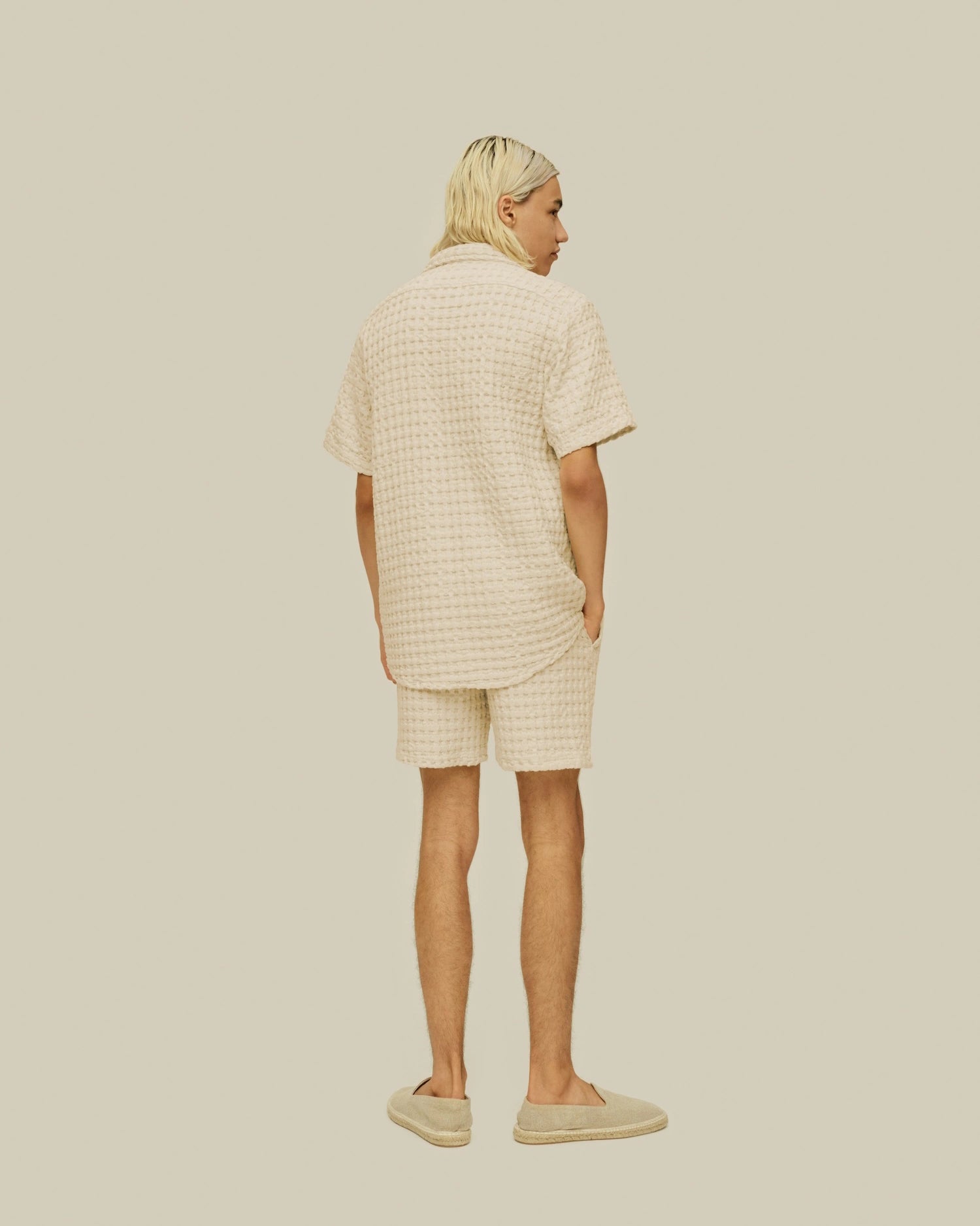 OAS Ecru Porto Waffle Shorts_4
