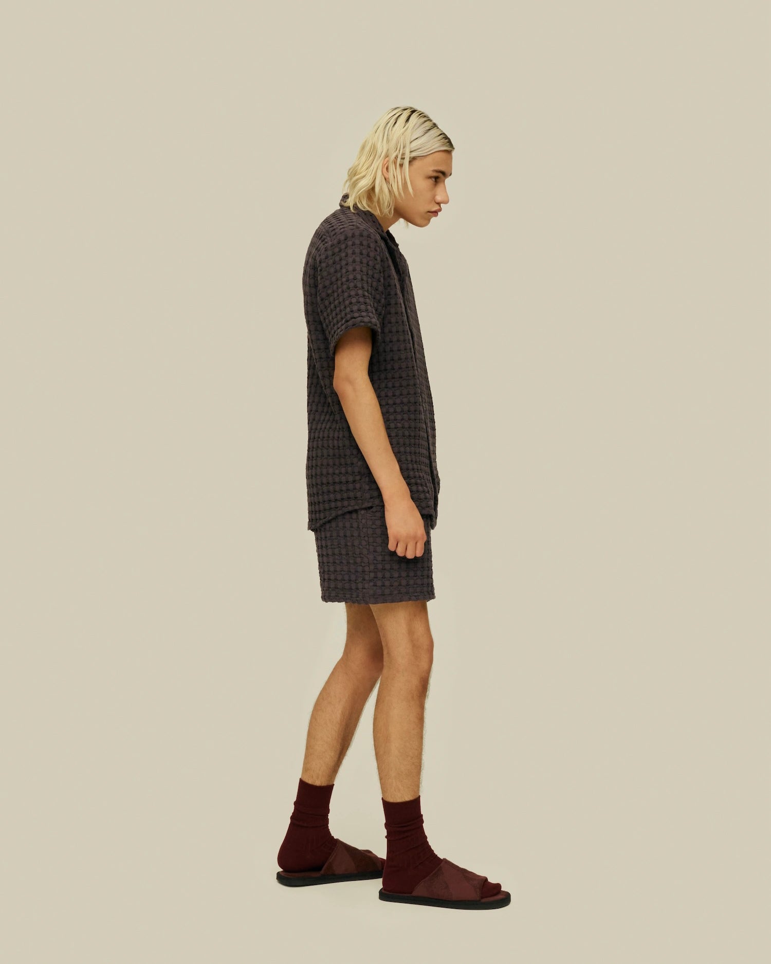 OAS Nearly Black Porto Waffle Shorts_4