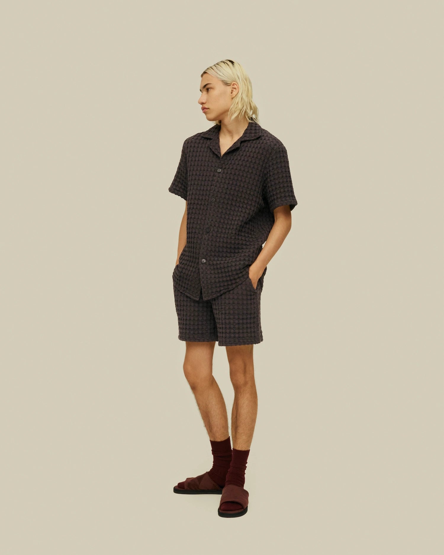 OAS Nearly Black Porto Waffle Shorts_8