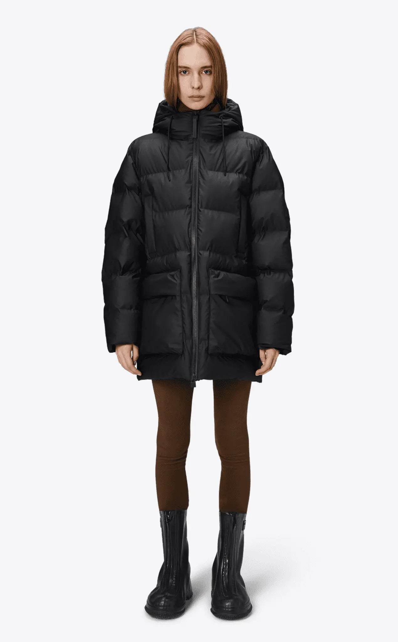 Rains Alta Long Puffer Cargo Jacket Black_2