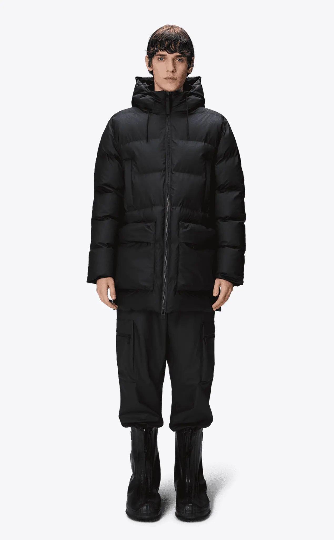 Rains Alta Long Puffer Cargo Jacket Black_3