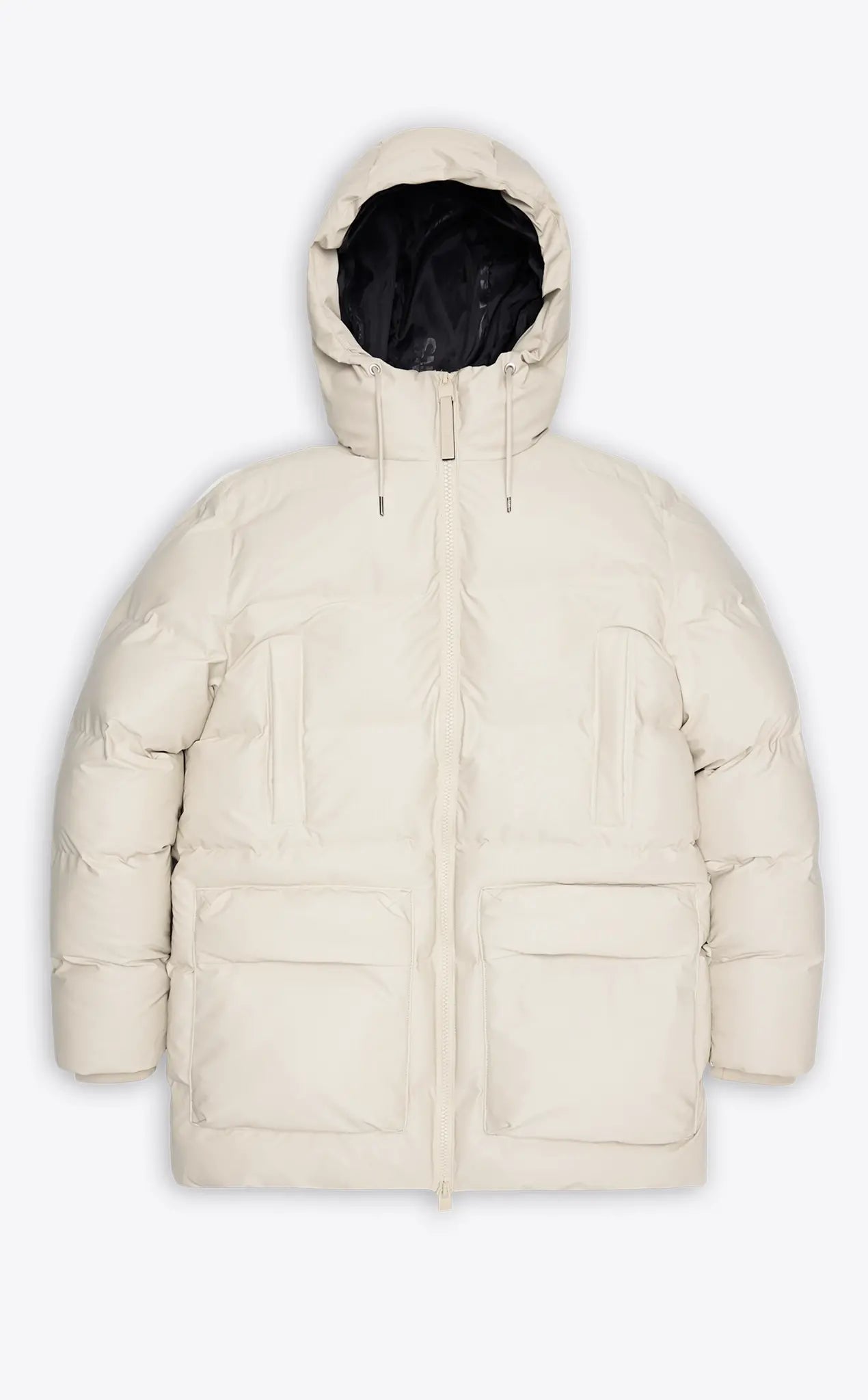 Rains Alta Long Puffer Cargo Jacket Dune Grain Coat - FREE 24h 