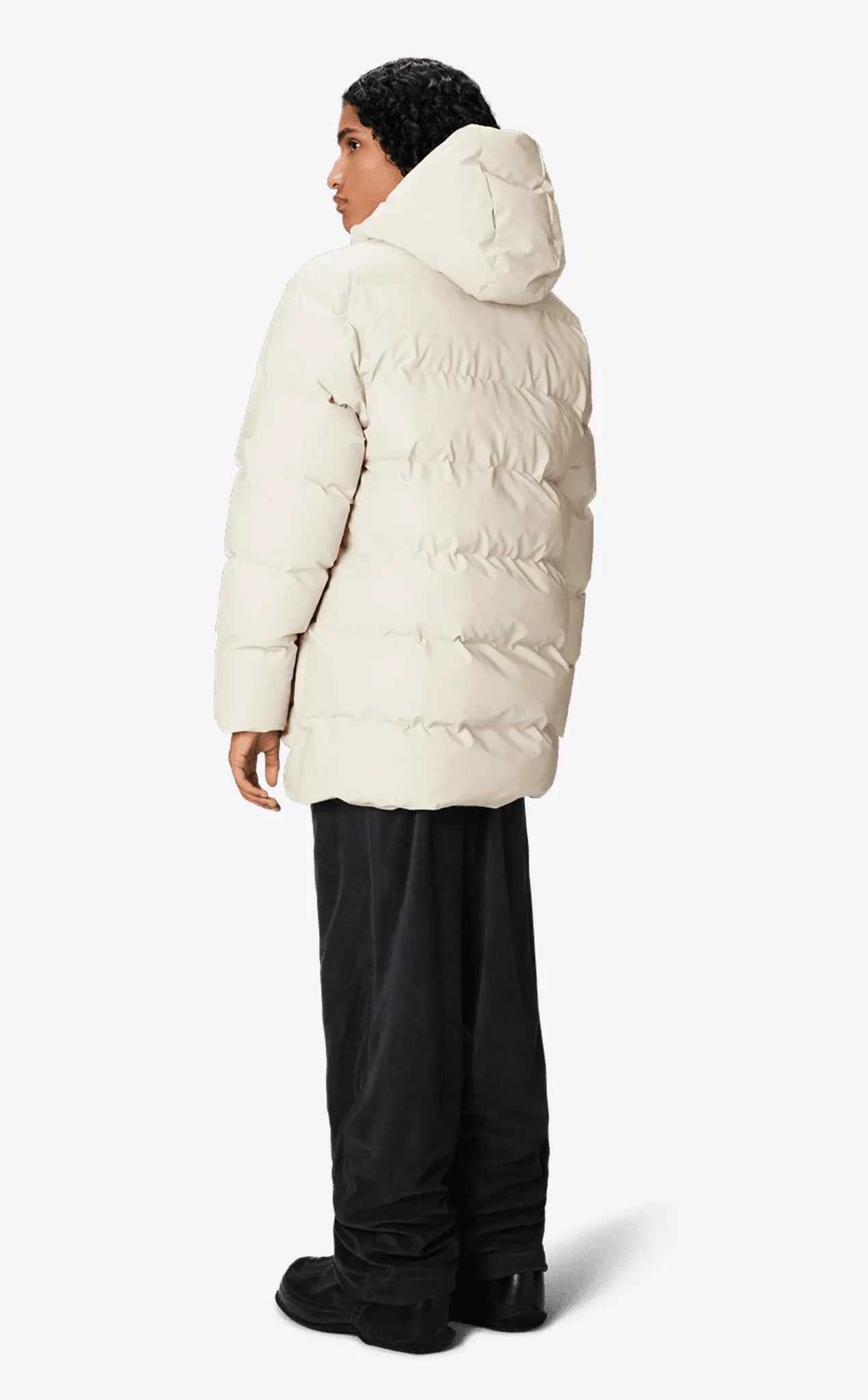 Rains Alta Long Puffer Cargo Jacket Dune Grain_3