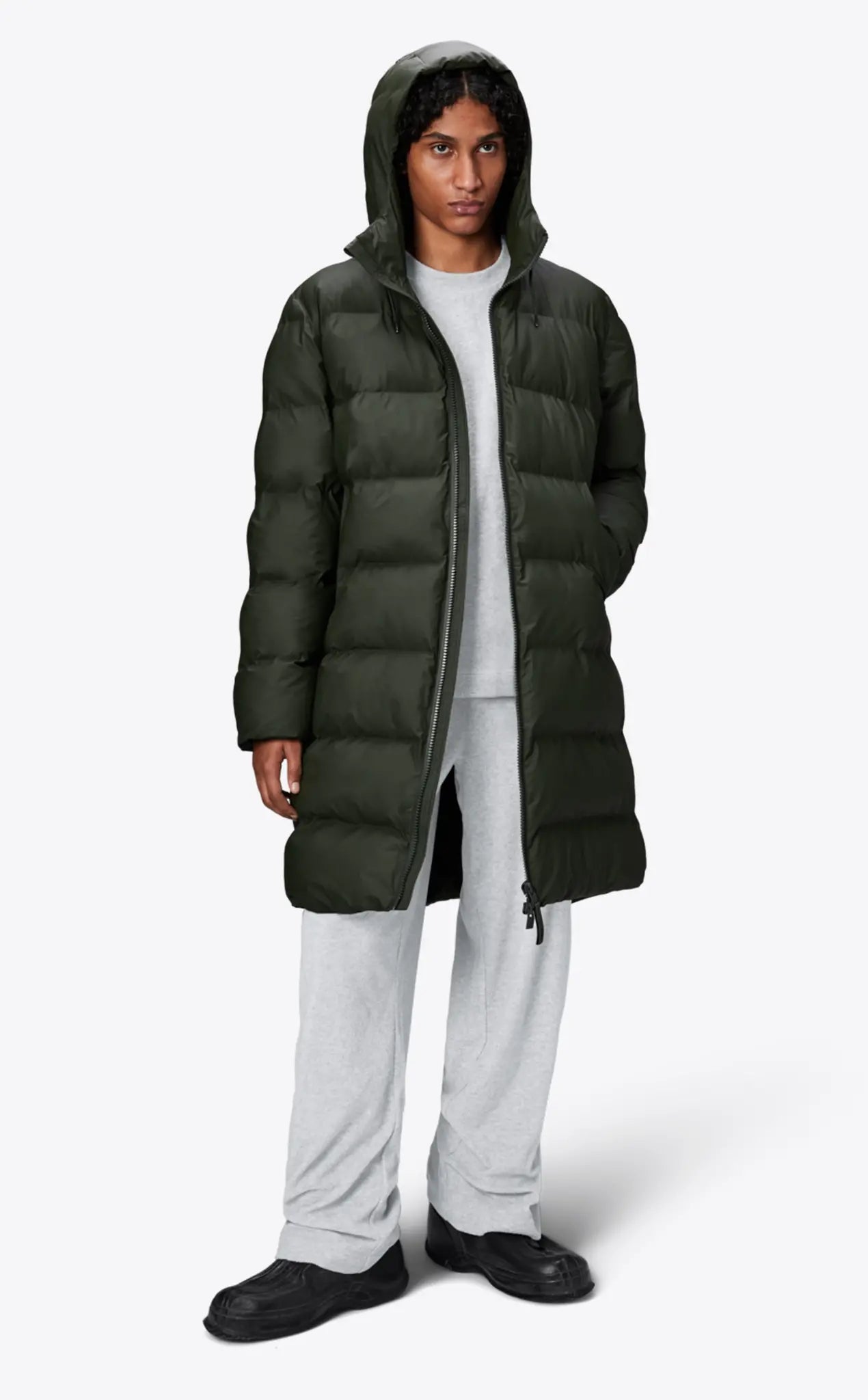 Rains Alta Long Puffer Jacket Green_4
