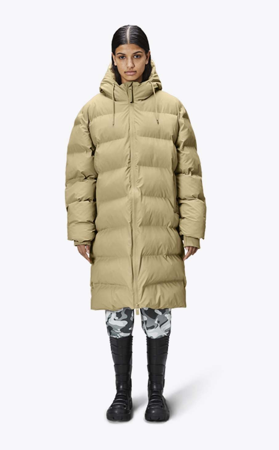 Rains Alta Long Puffer Jacket Sand_5