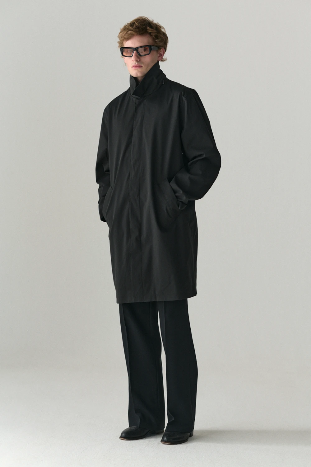 Welter Shelter Long Dong Stretch Twill Washed Black Coat - FREE